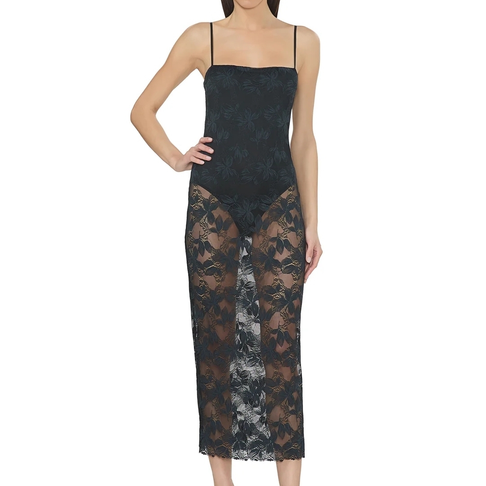AFRM Black Floral Lace Maxi Dress
